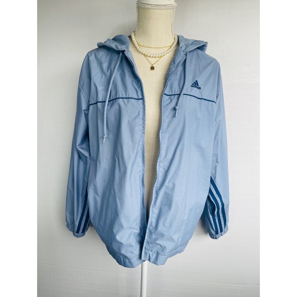 Vintage Adidas Women's Small Blue Periwinkle Color Windbreaker